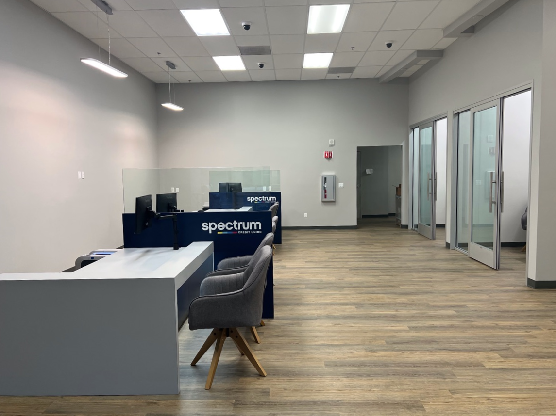 Branch Before Teller Pod and Grey Wall View